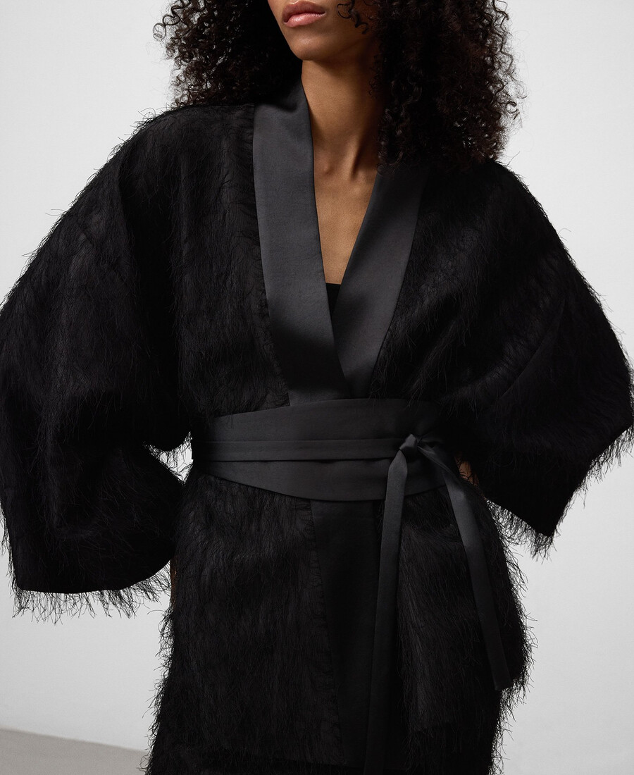 veste kimono à franges pour femme