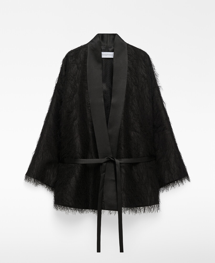 veste kimono à franges pour femme