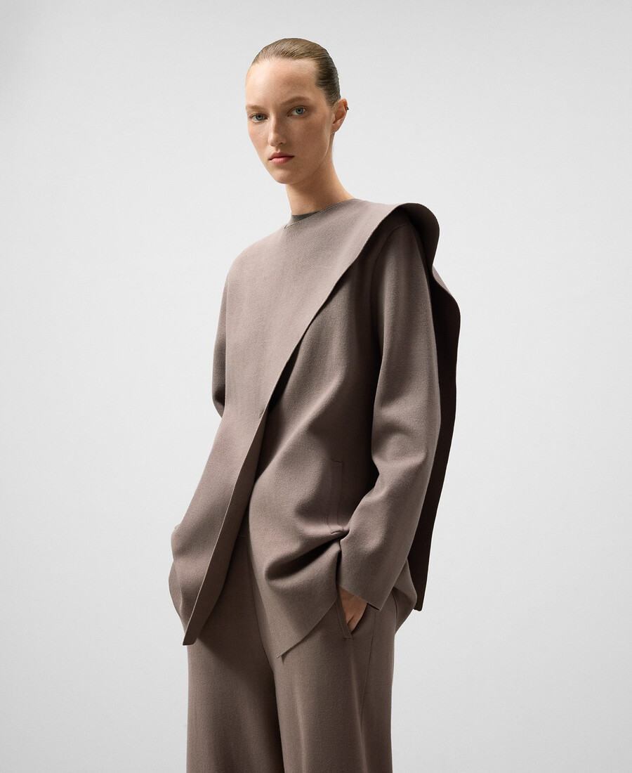 veste en maille à col foulard pour femme