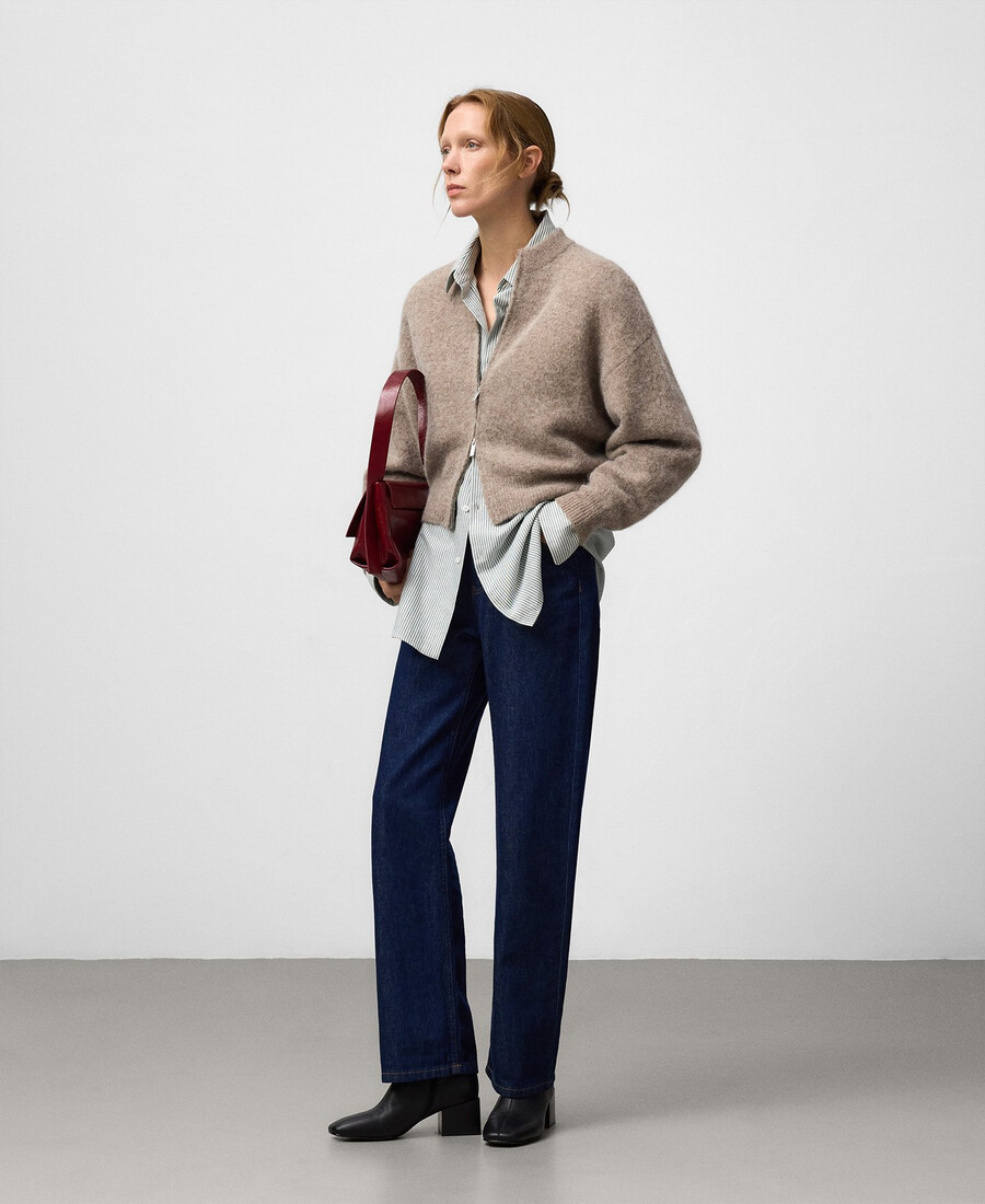 blouson aviateur en maille brossée pour femme