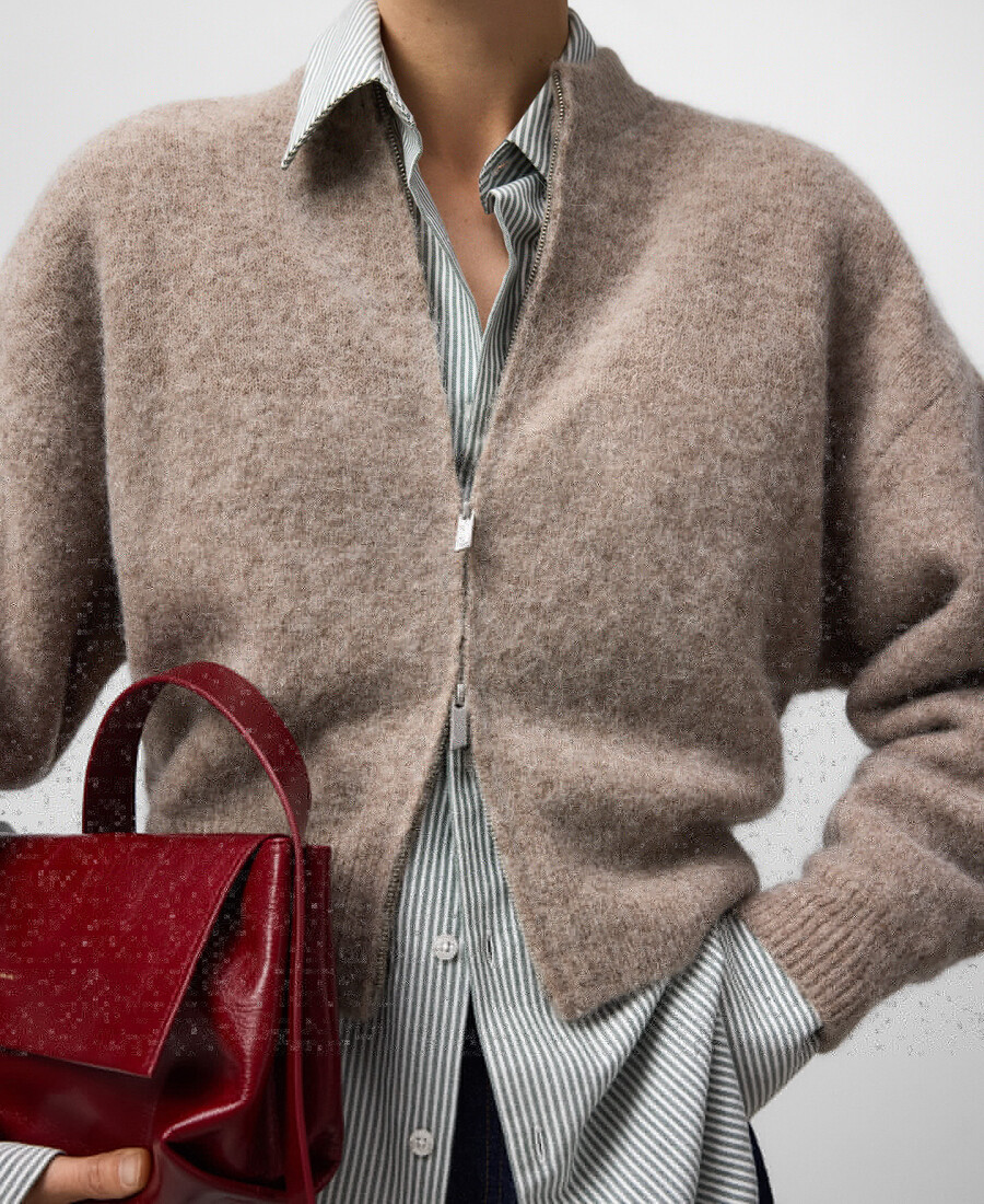 blouson aviateur en maille brossée pour femme
