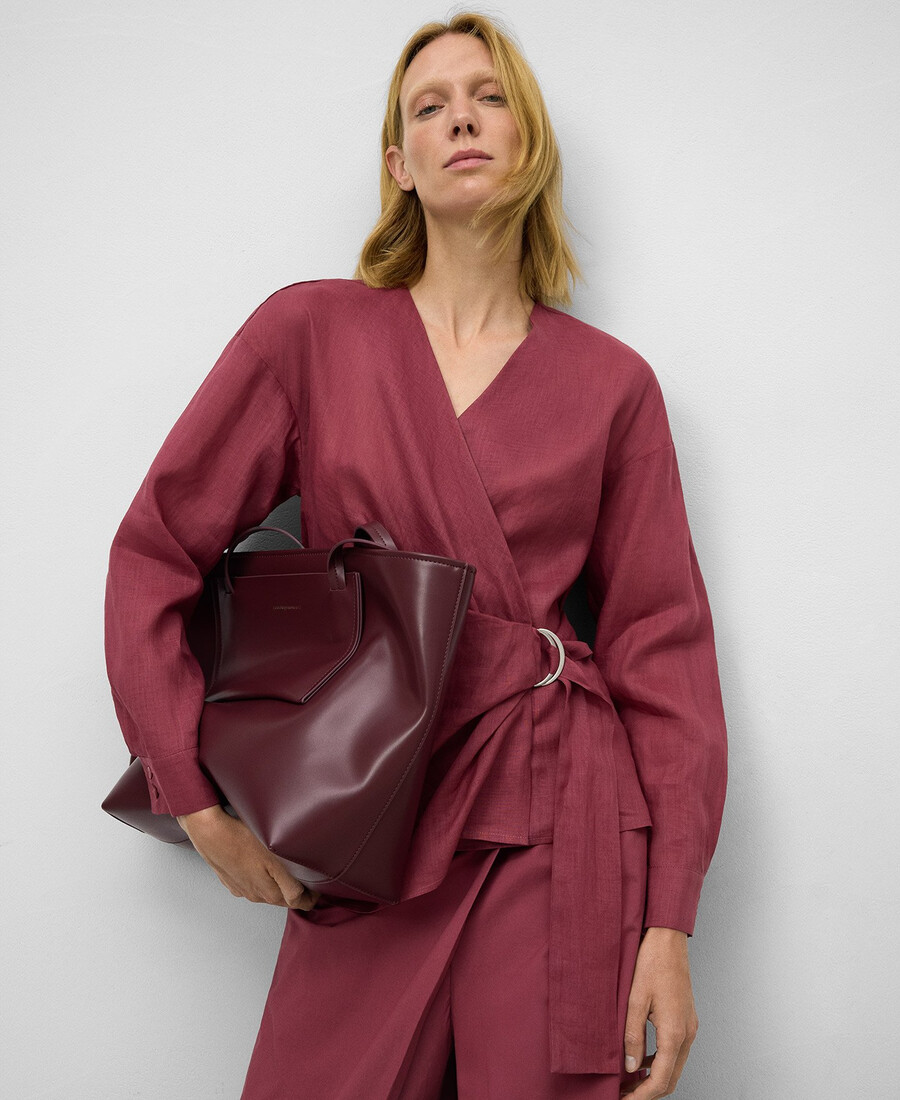 chemise portefeuille en ramie pour femme