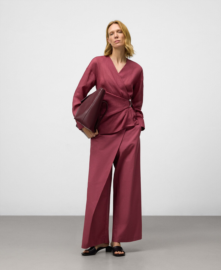 chemise portefeuille en ramie pour femme