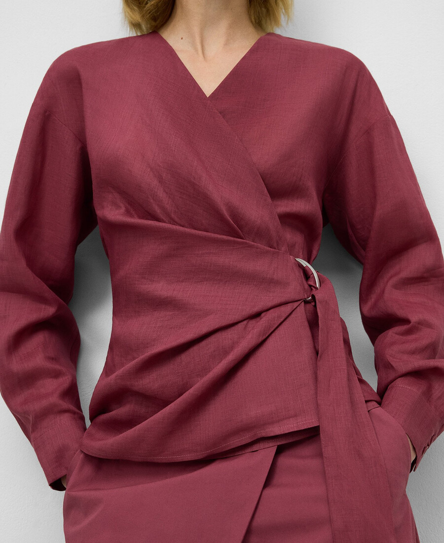 chemise portefeuille en ramie pour femme