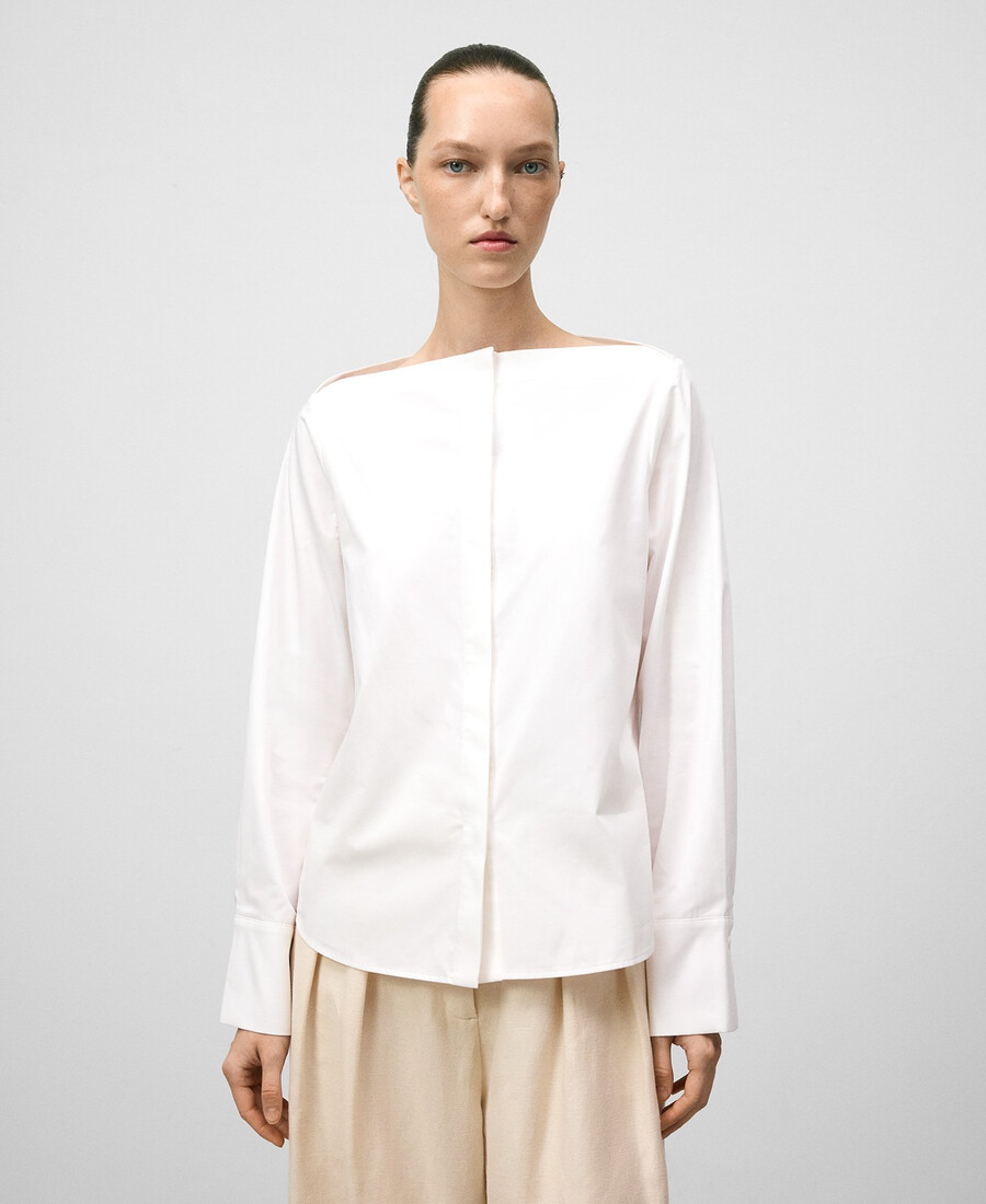 chemise femme en coton à col bateau