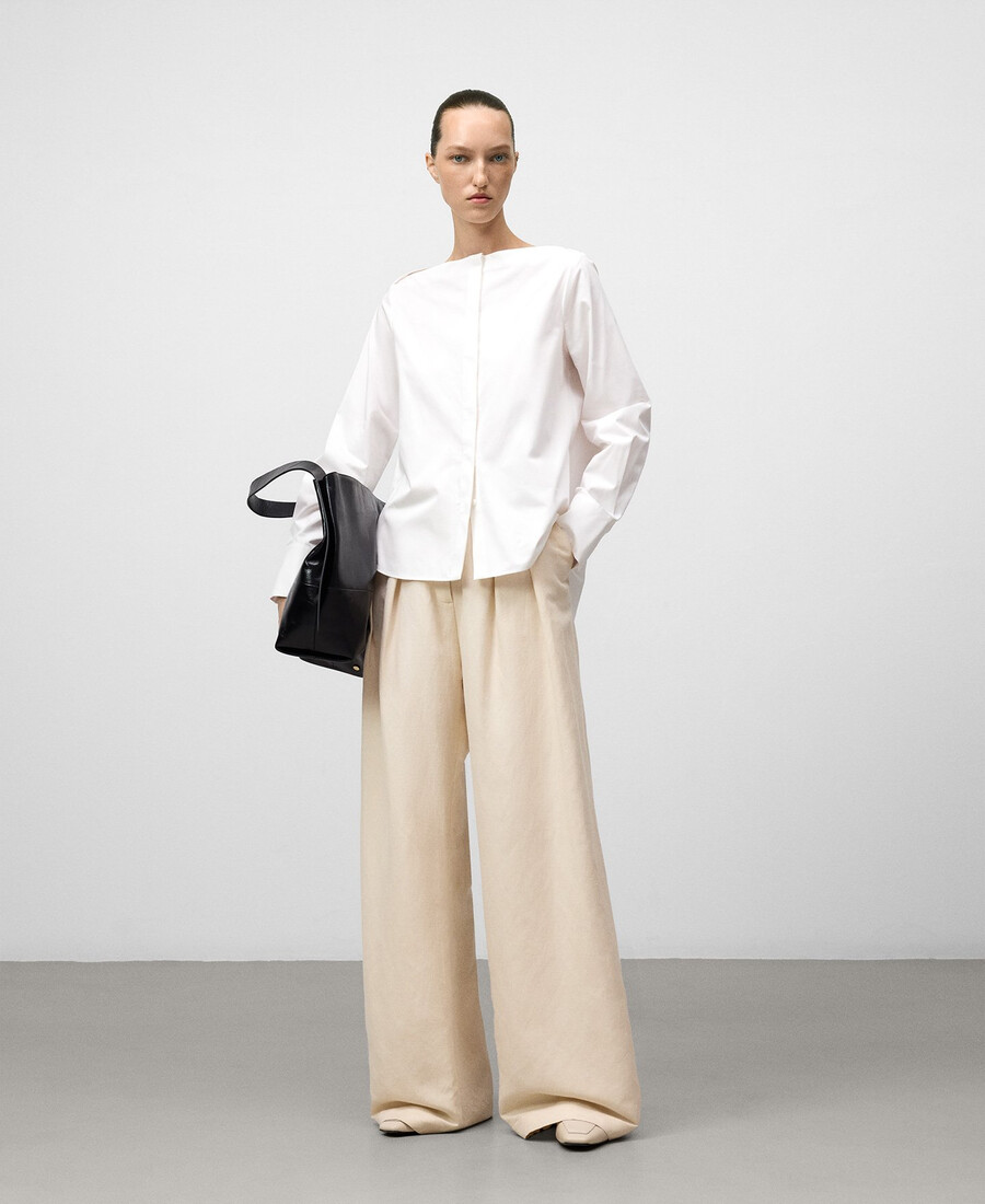 chemise femme en coton à col bateau