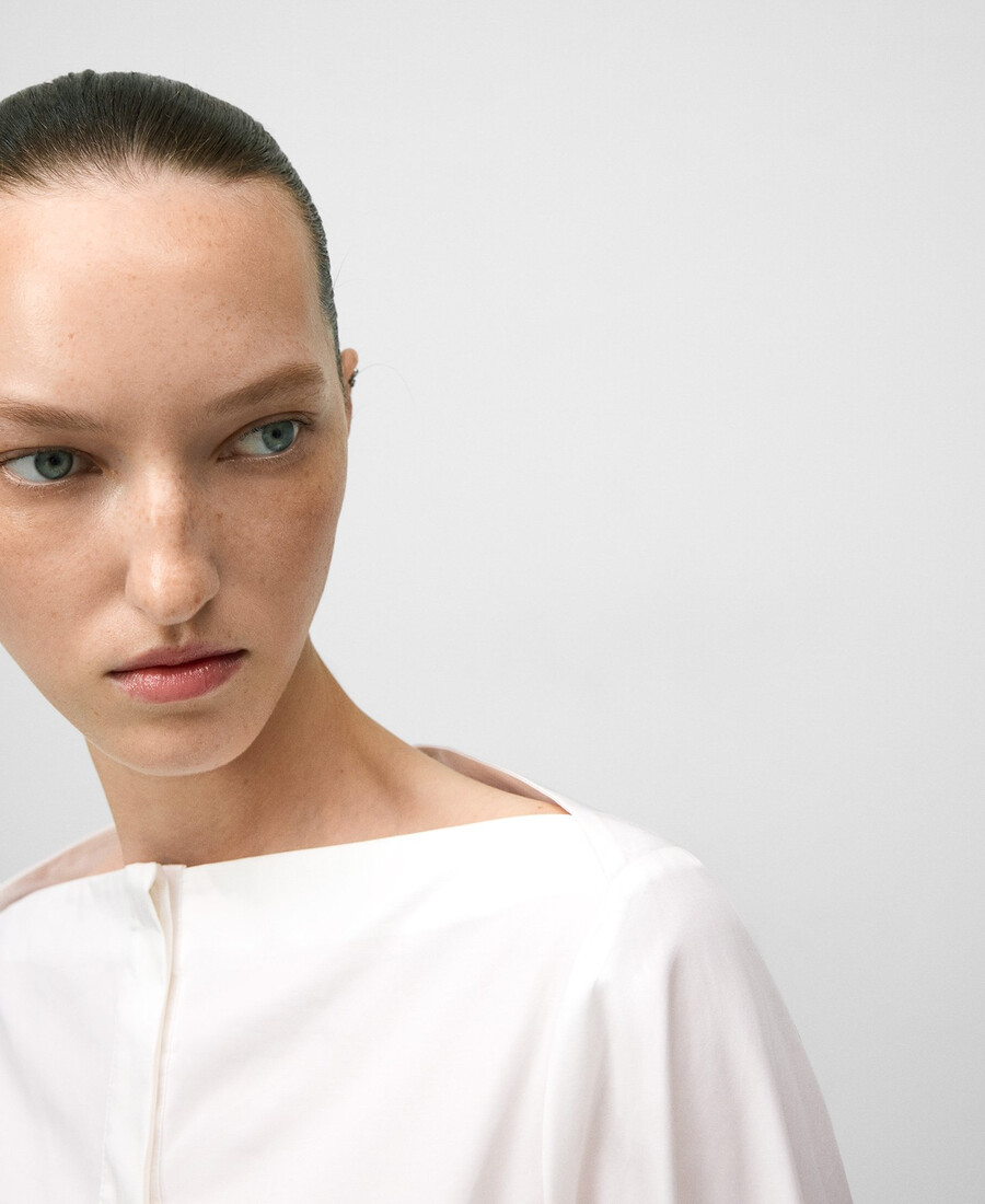 chemise femme en coton à col bateau