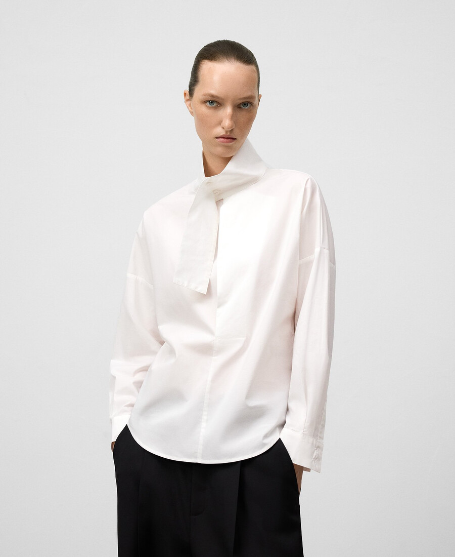 chemise femme à col mao en coton bio