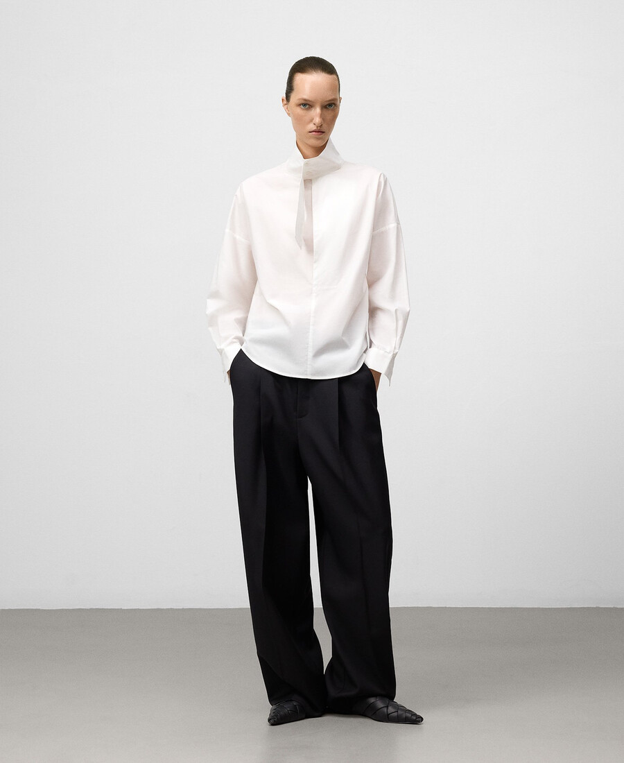 chemise femme à col mao en coton bio