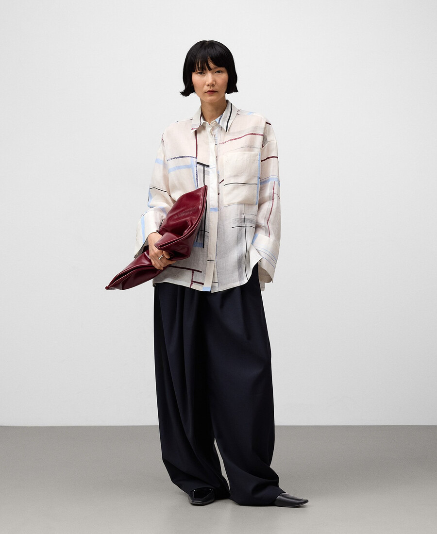 chemise oversize imprimée en ramie pour femme