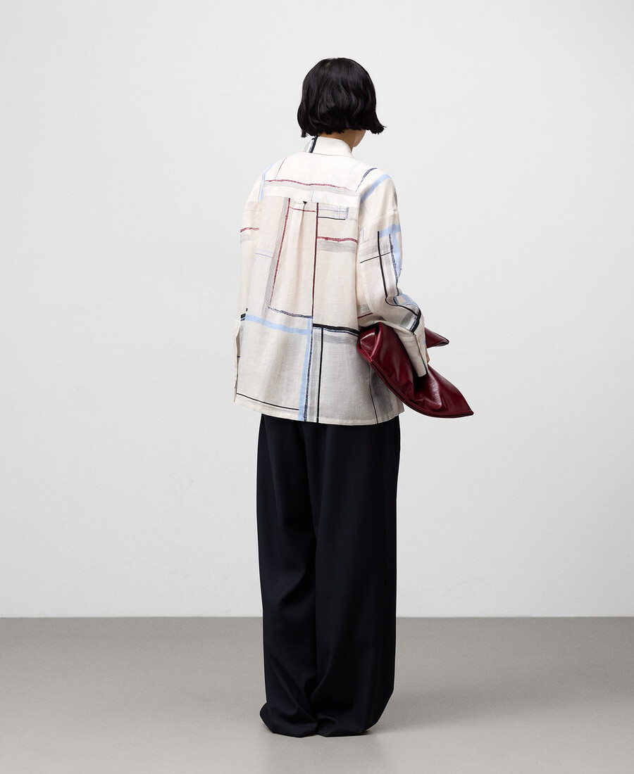 chemise oversize imprimée en ramie pour femme