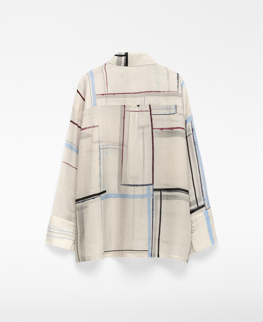 chemise oversize imprimée en ramie pour femme