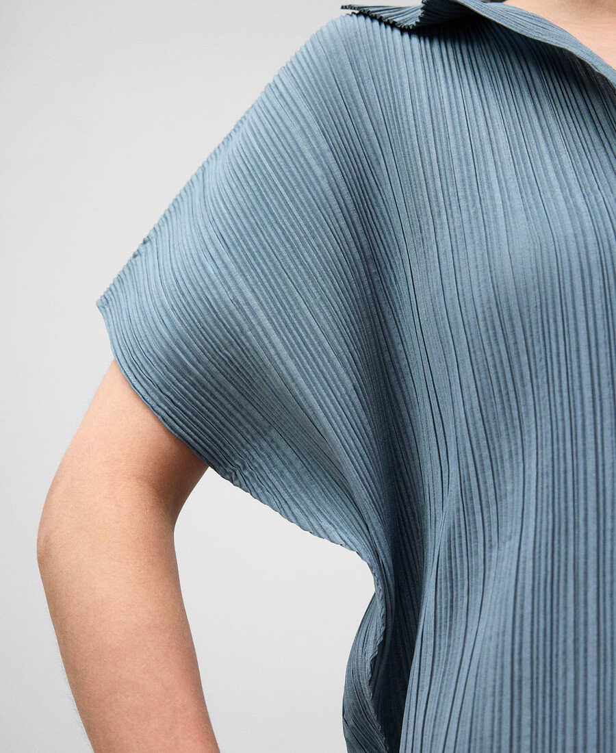 chemise froissée à manches courtes pour femme
