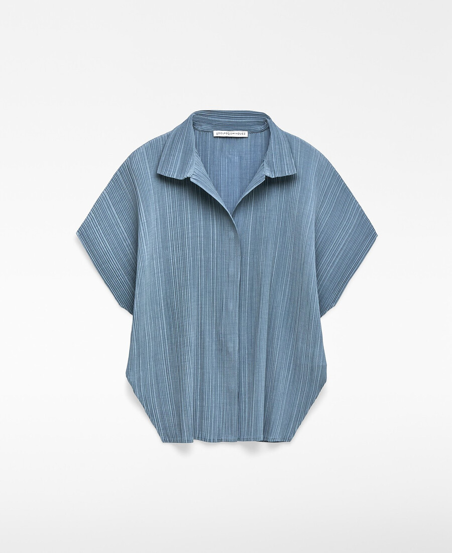 chemise froissée à manches courtes pour femme