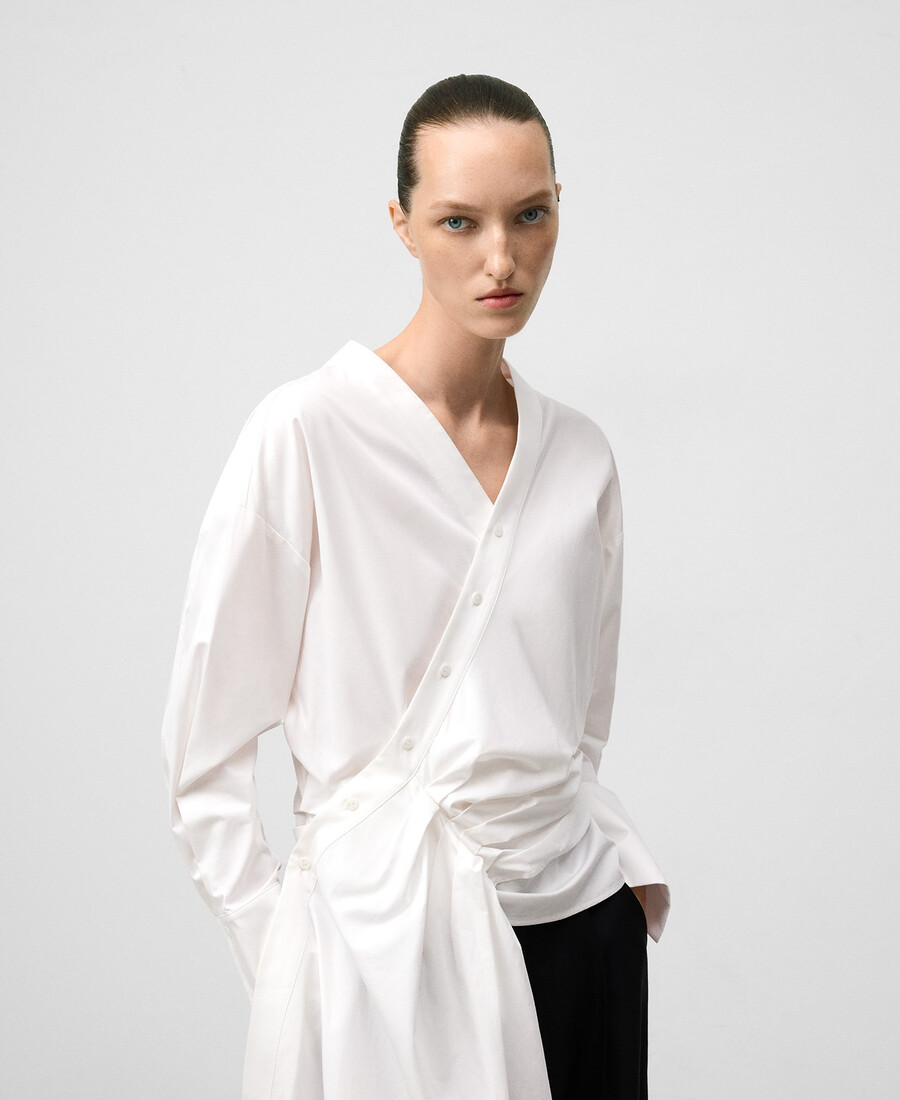chemise cache-cœur avec godet latéral femme