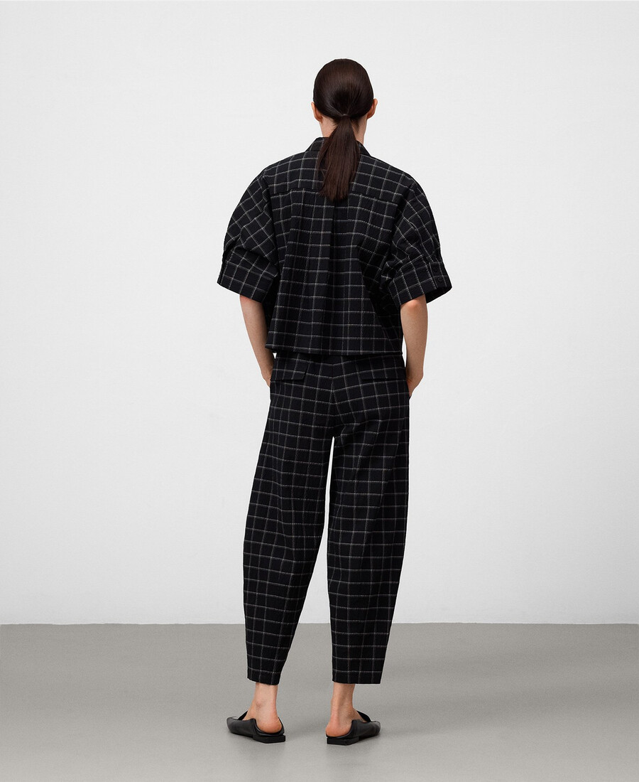 chemise courte à carreaux femme