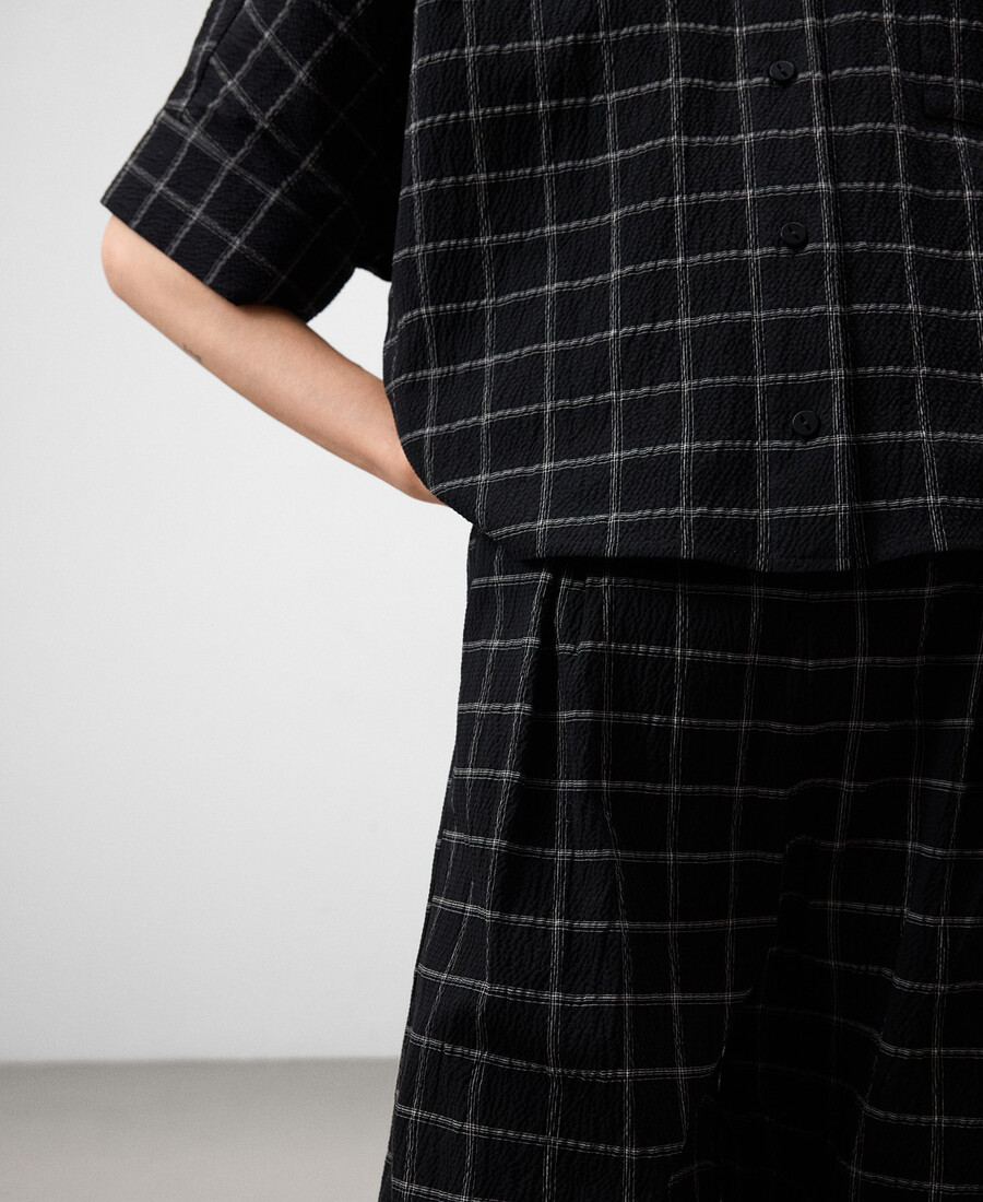 chemise courte à carreaux femme