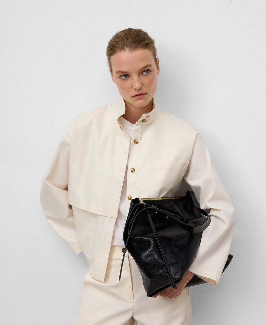 chemise à col cheminée avec empiècement devant pour femme