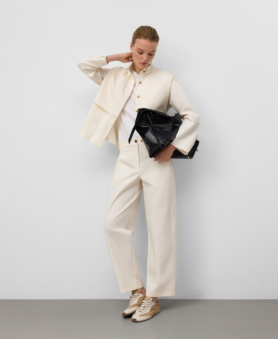 chemise à col cheminée avec empiècement devant pour femme