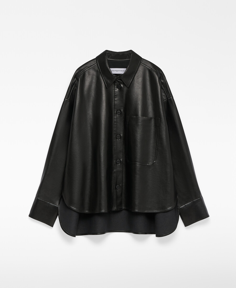 surchemise noire non en cuir pour femme
