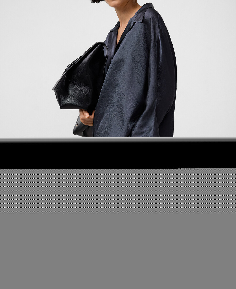 chemise oversize en satin froissé pour femme