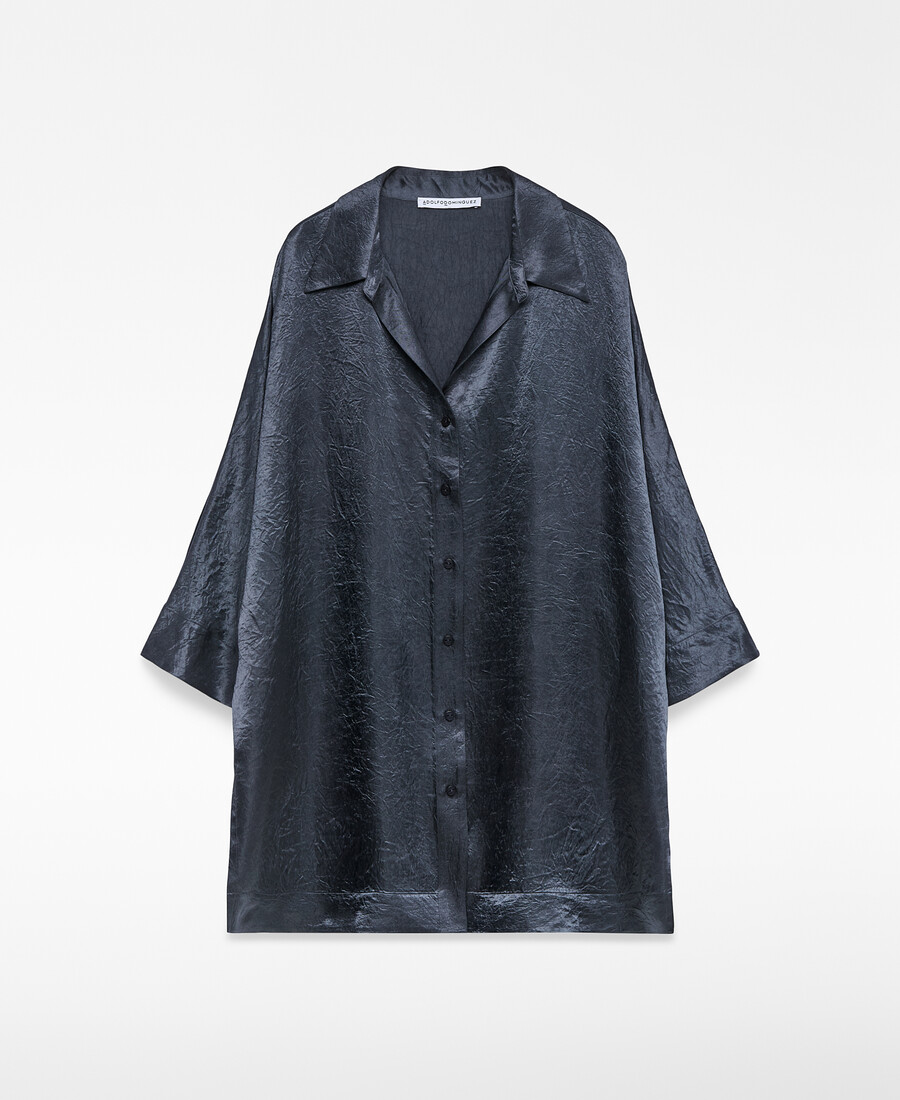 chemise oversize en satin froissé pour femme