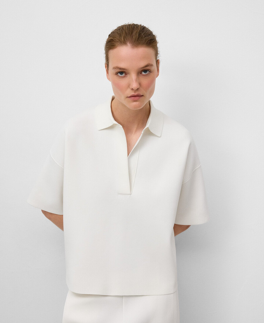 polo à manches courtes en maille pour femme