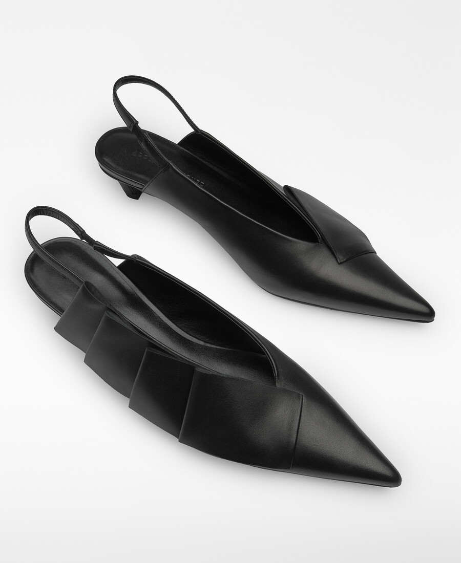 escarpins en cuir à talon et bride arrière pour femme
