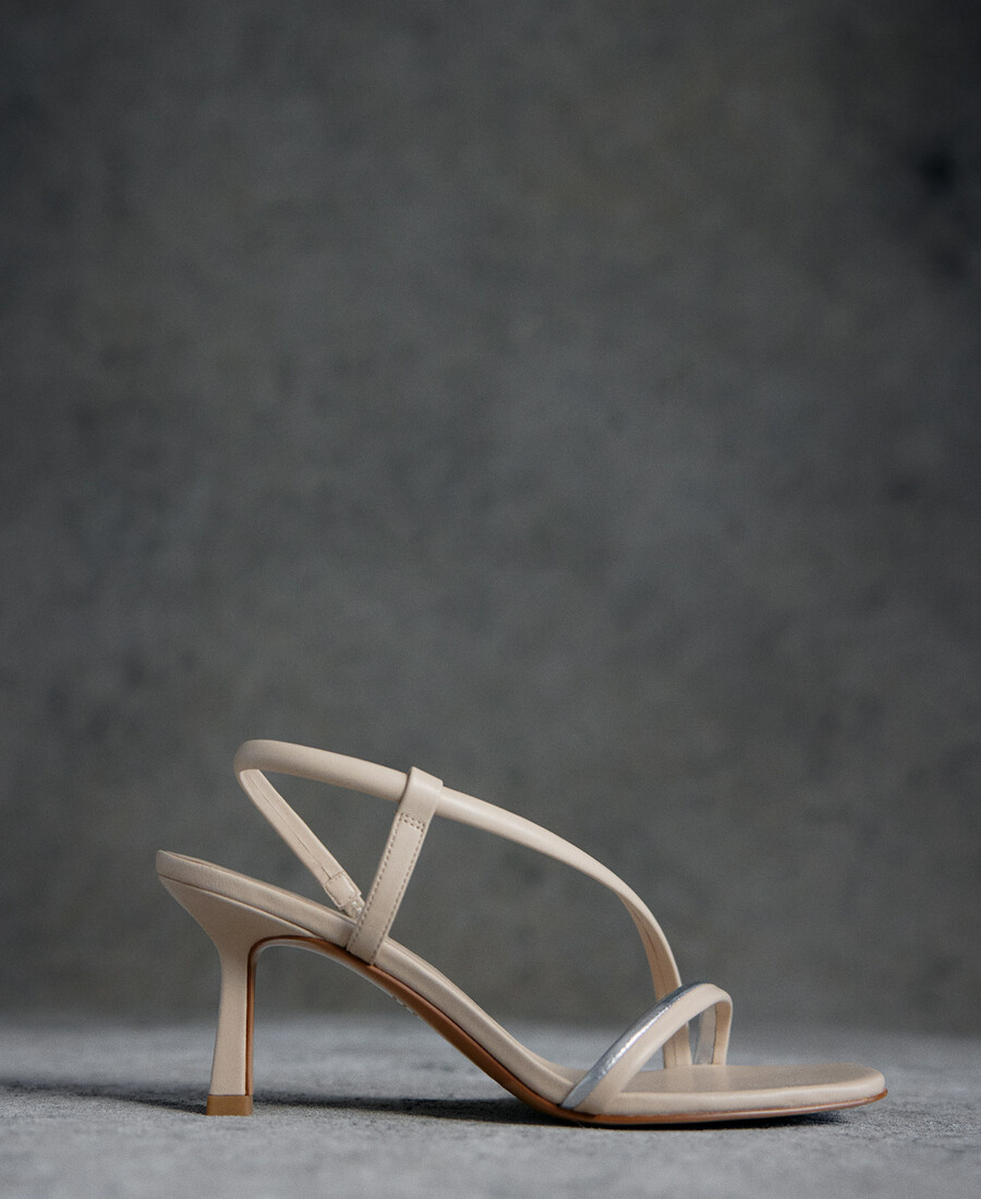 sandale à talon en cuir pour femme