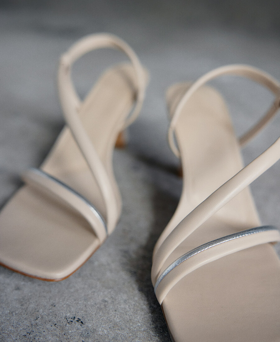 sandale à talon en cuir pour femme