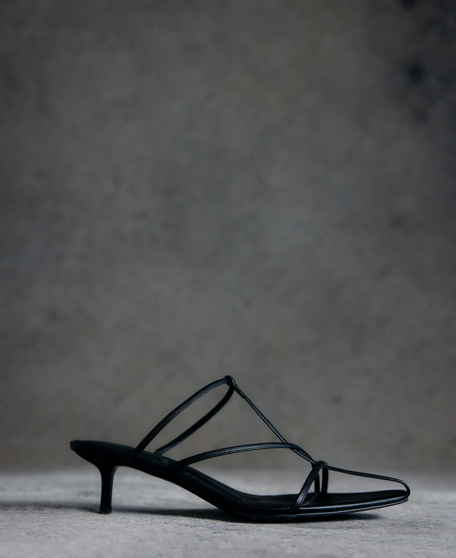 sandale à talon en cuir pour femme