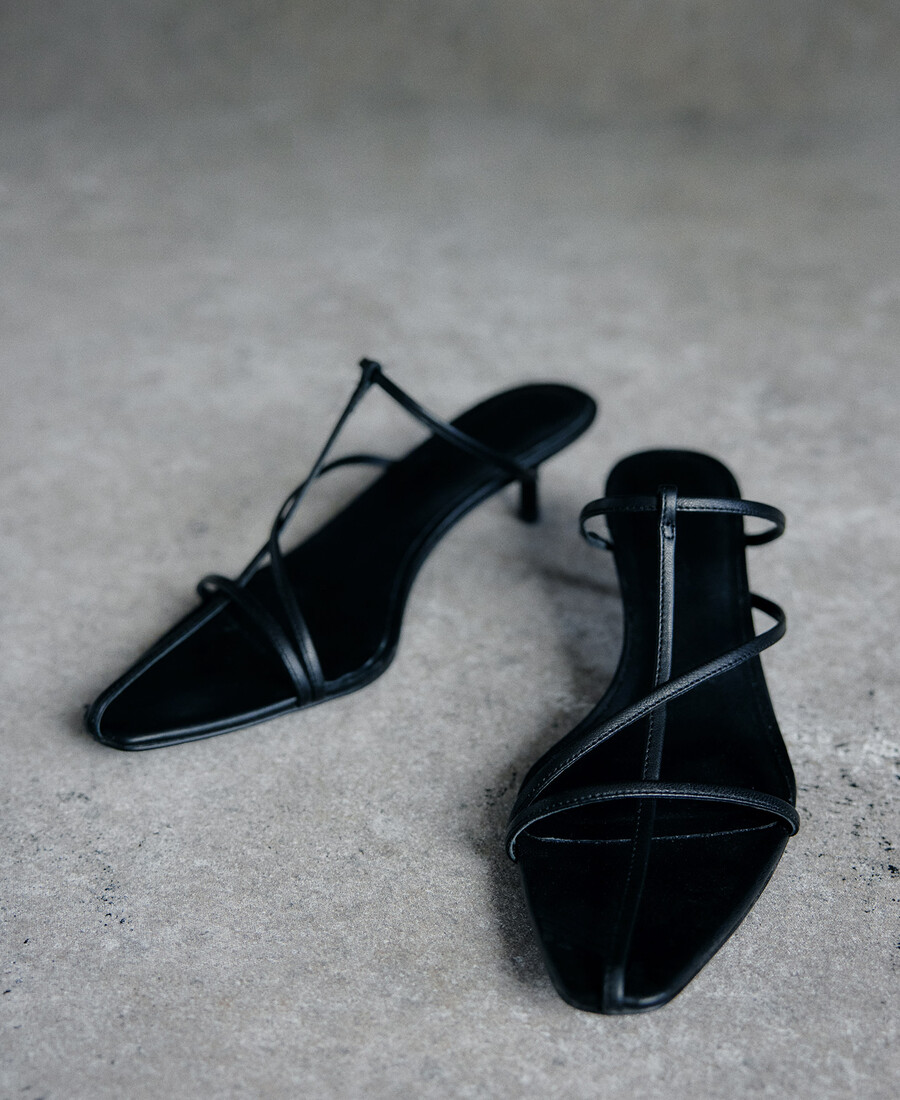 sandale à talon en cuir pour femme