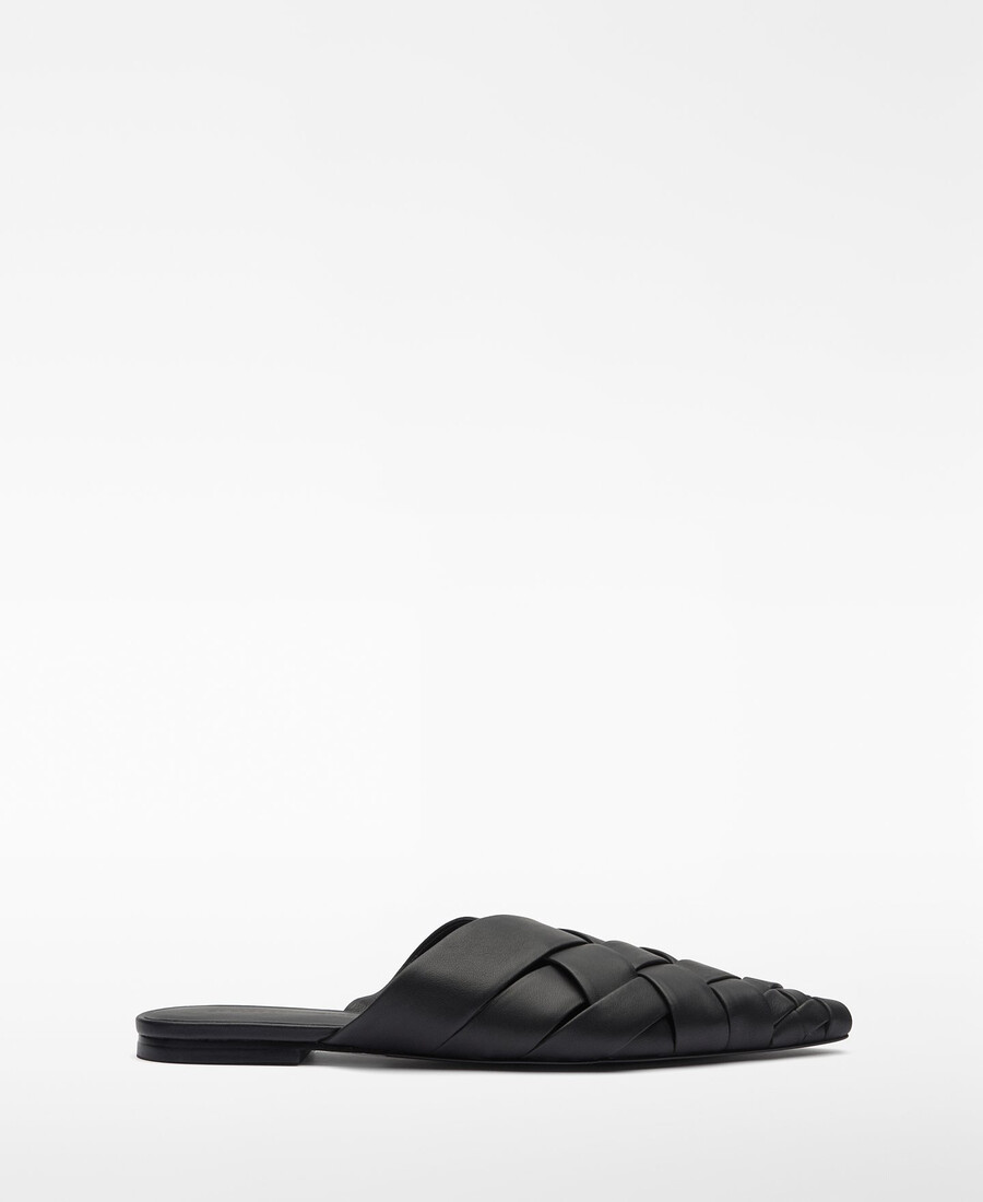 mule en cuir tressé femme