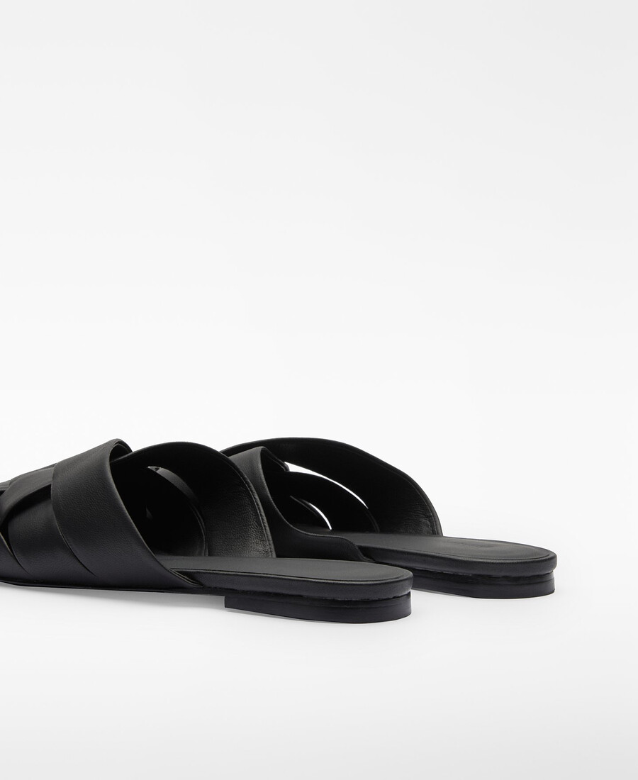 mule en cuir tressé femme