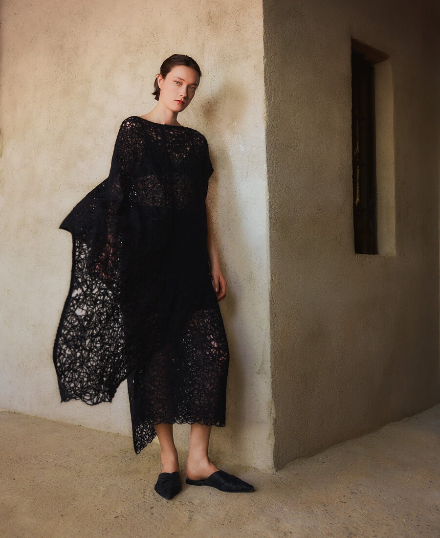mule en cuir tressé femme