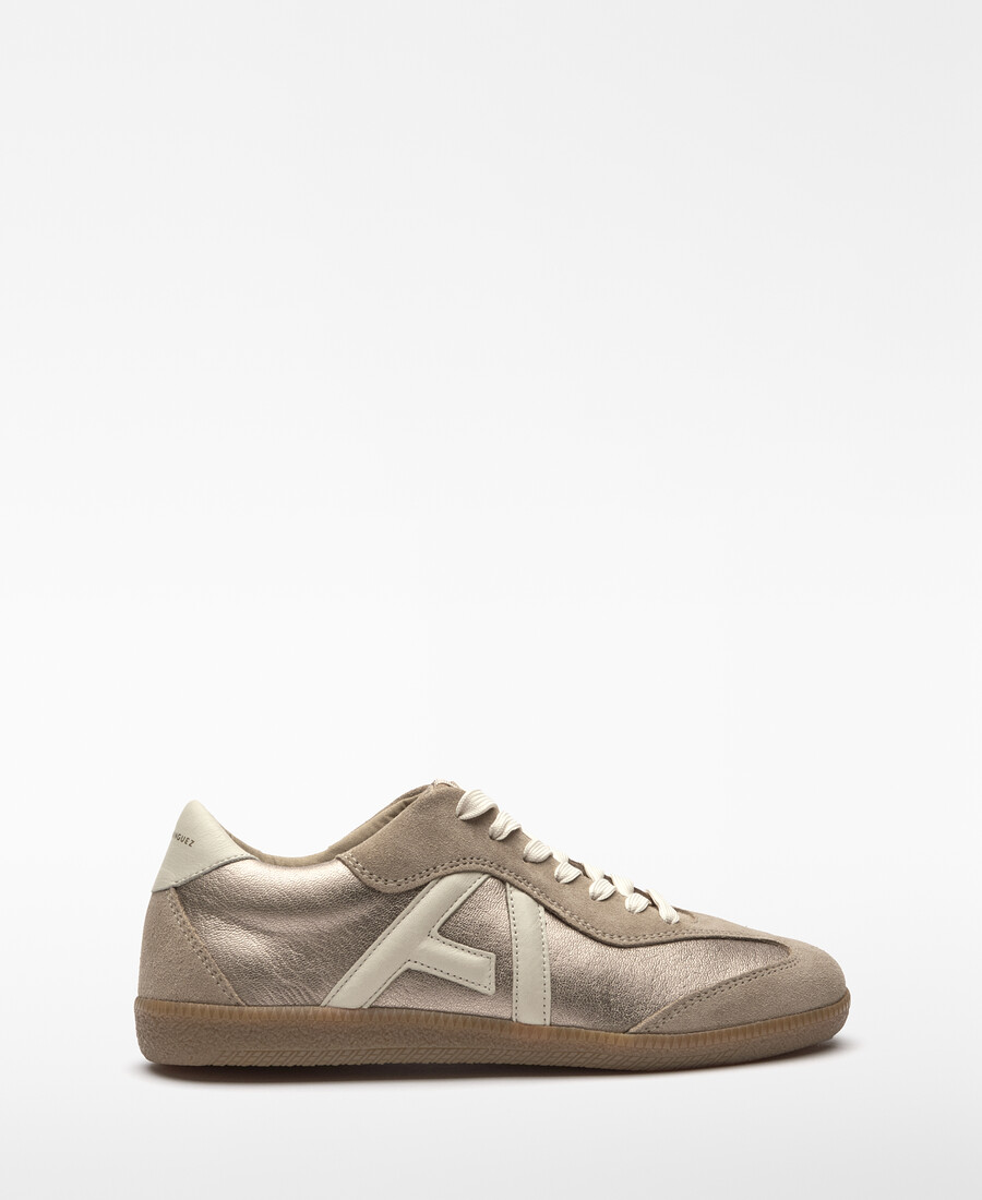 baskets en cuir métallisé à logo pour femme