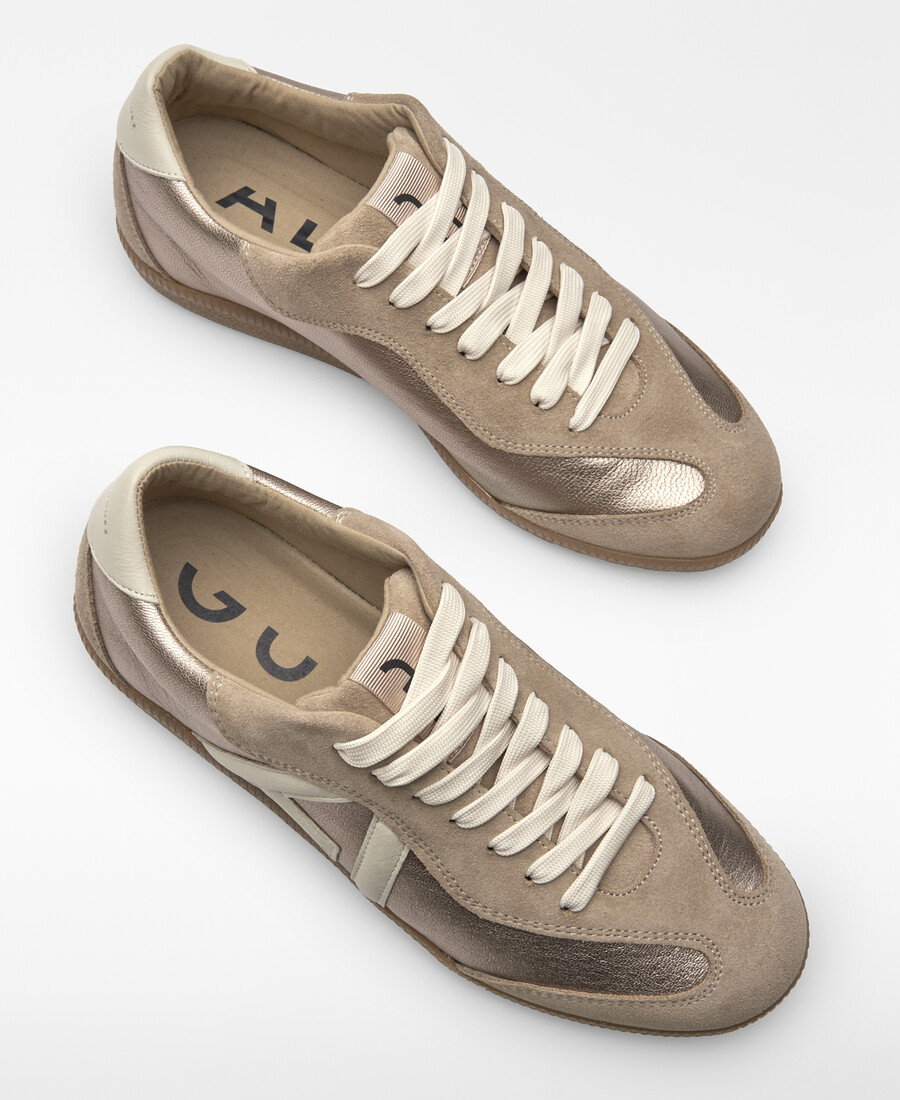 baskets en cuir métallisé à logo pour femme