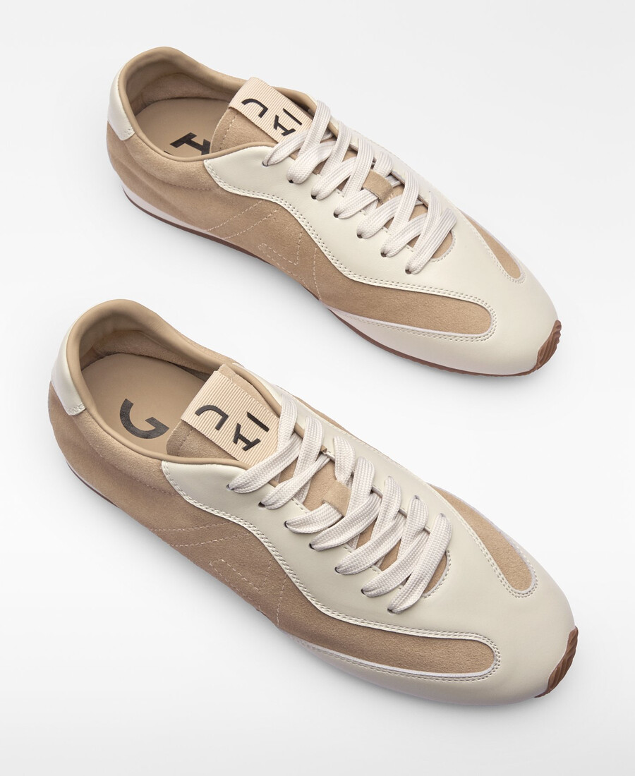 baskets en cuir avec logo cousu pour femme