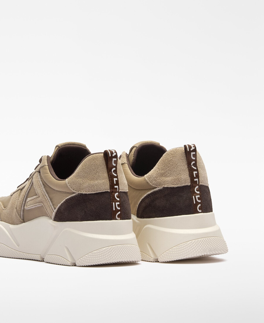 baskets compensées en daim et nylon pour femme