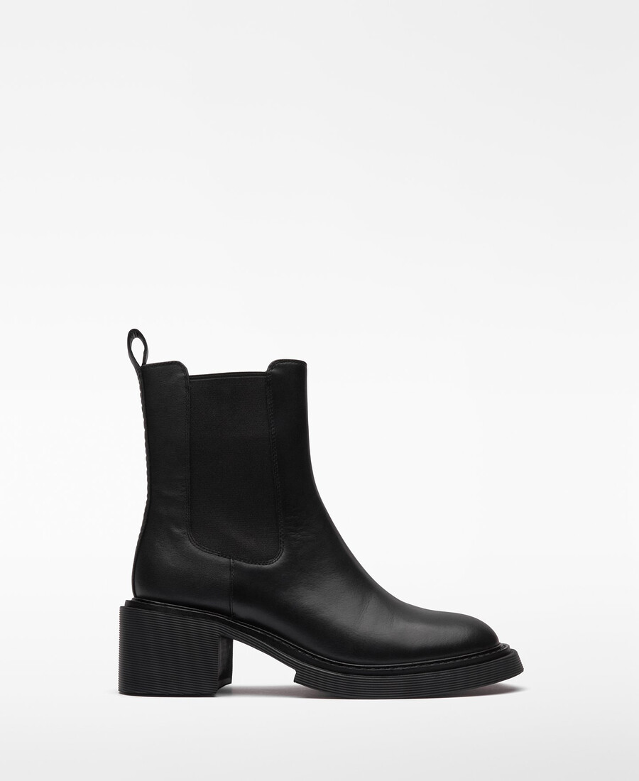 bottines en cuir à talon pour femme