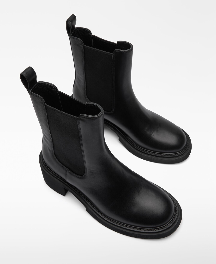 bottines en cuir à talon pour femme