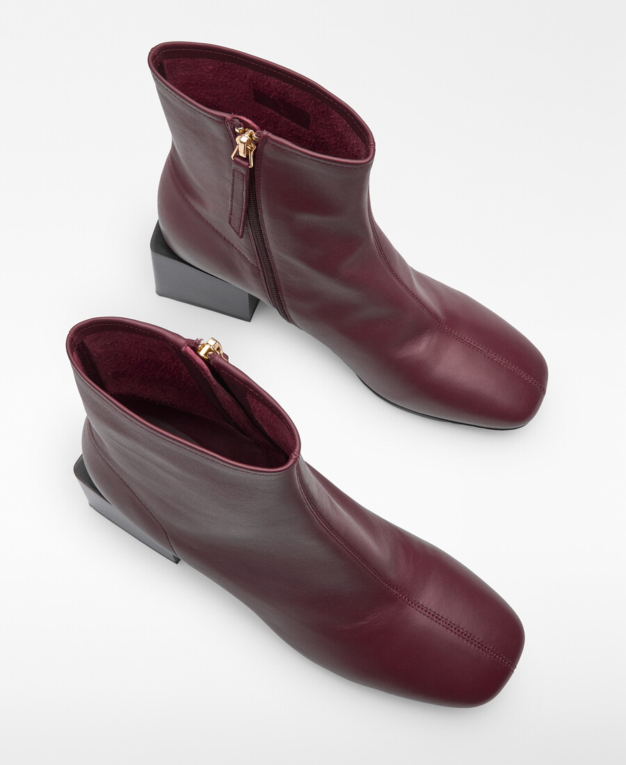 bottines en cuir à bout rond pour femme