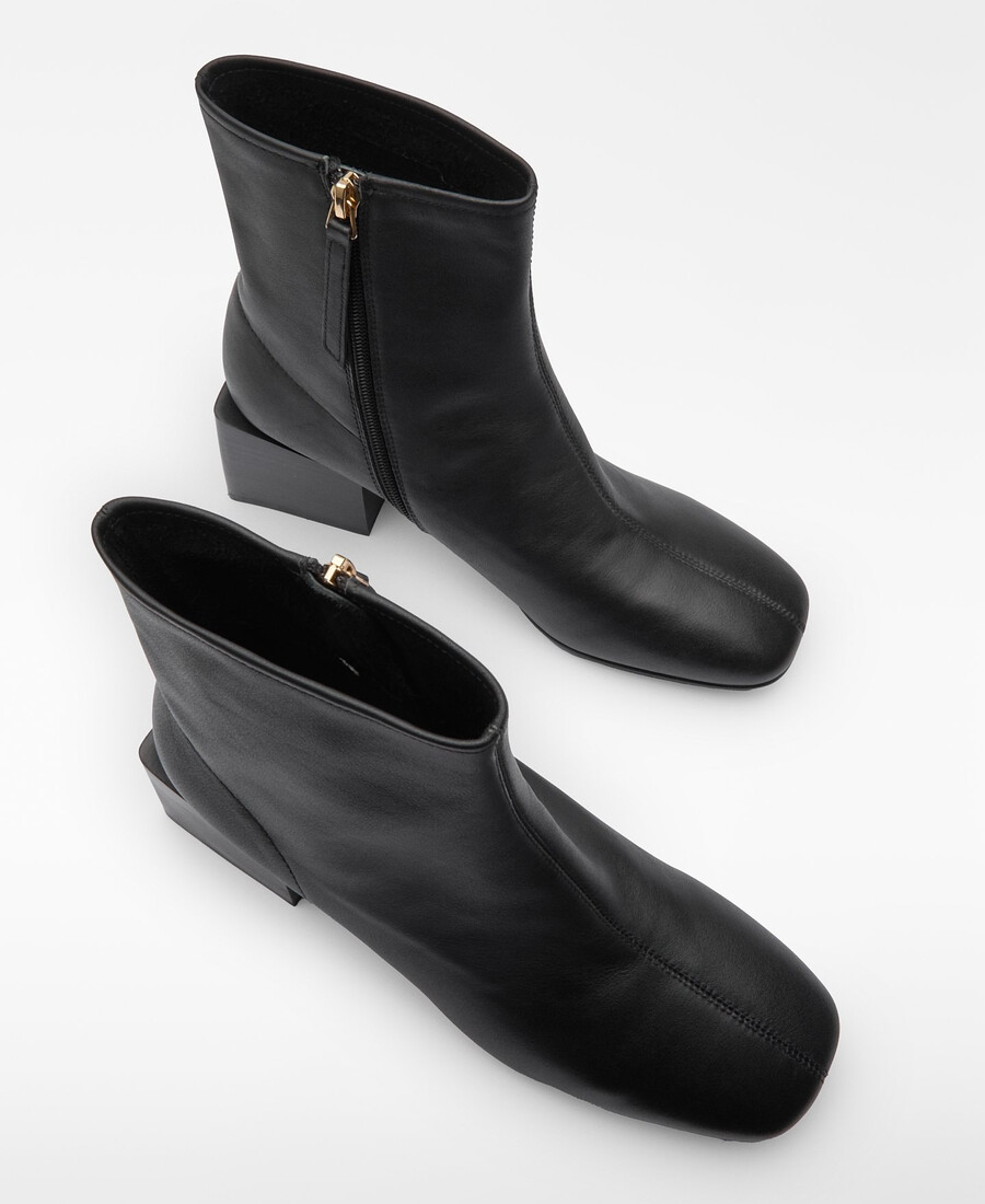 bottines en cuir à bout rond pour femme