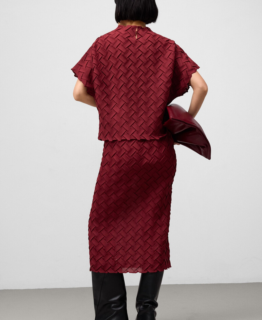 jupe portefeuille en tissu tressé pour femme
