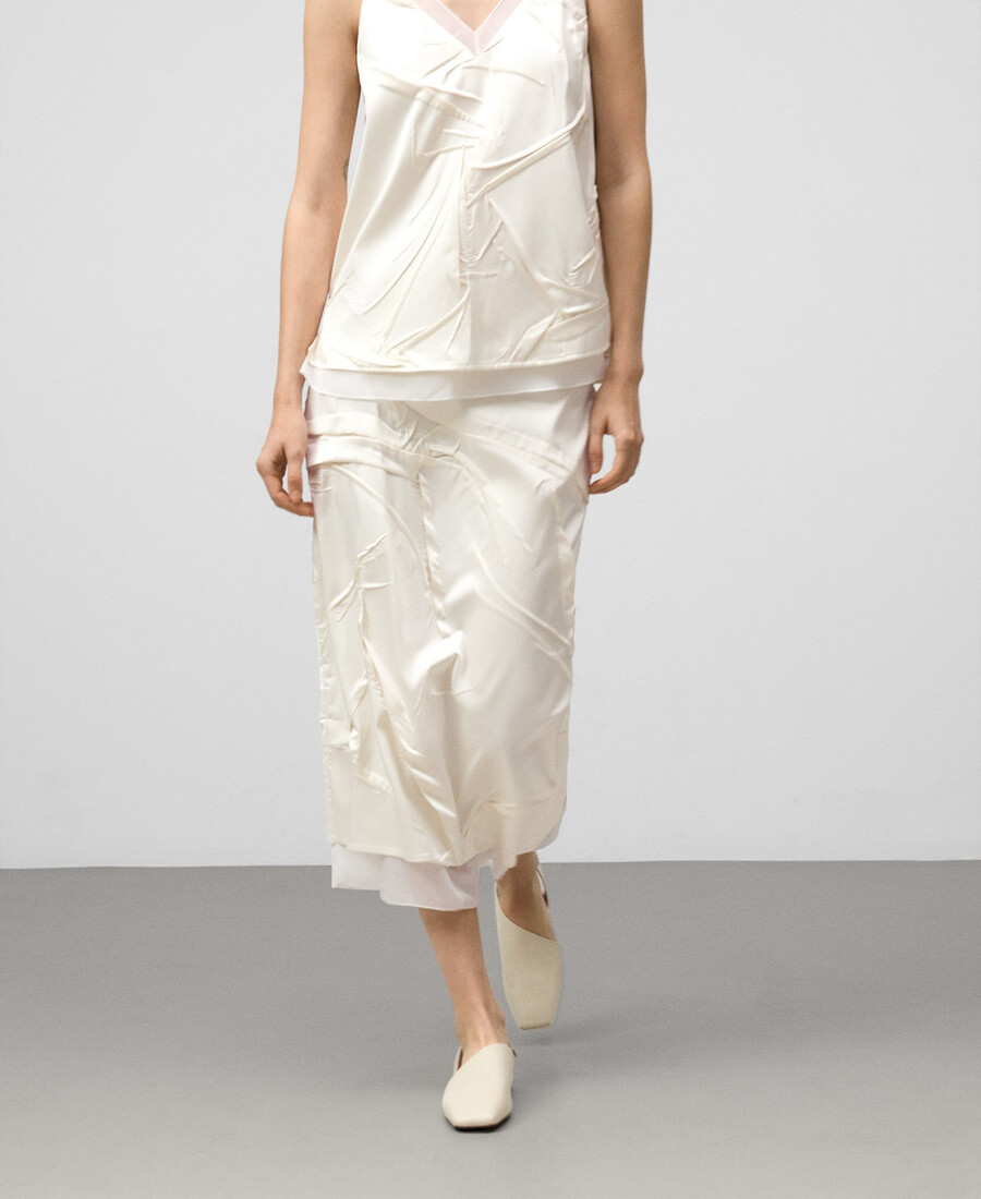 jupe froissée en tissu mélangé femme
