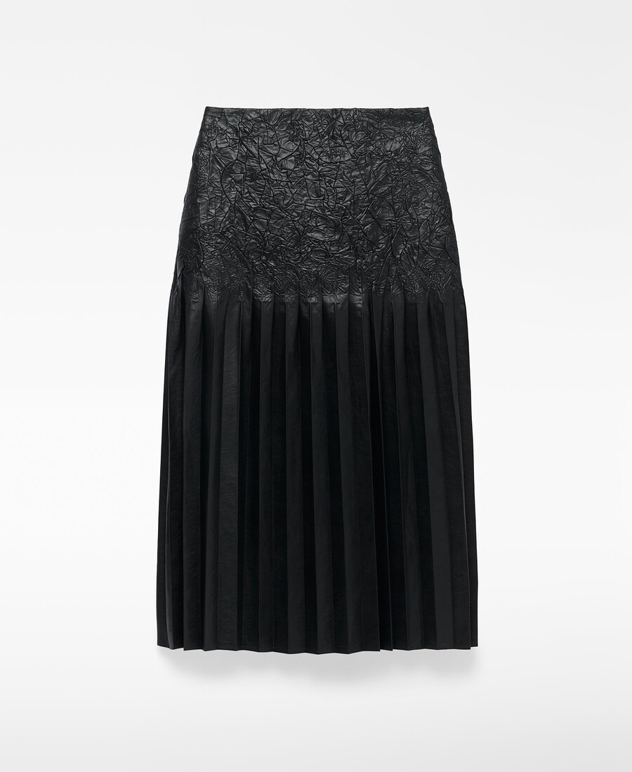 jupe plissée en cuir et non-cuir pour femme