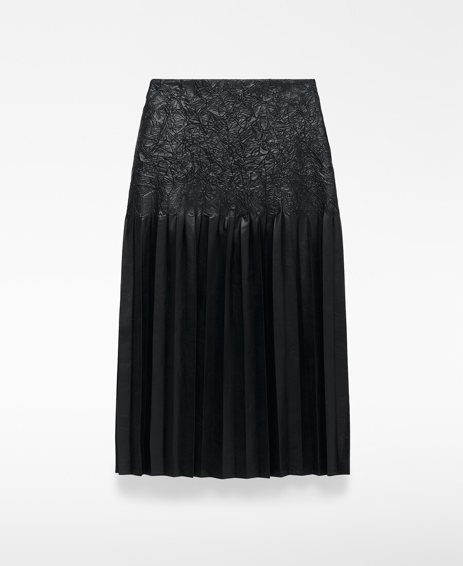 jupe plissée en cuir et non-cuir pour femme