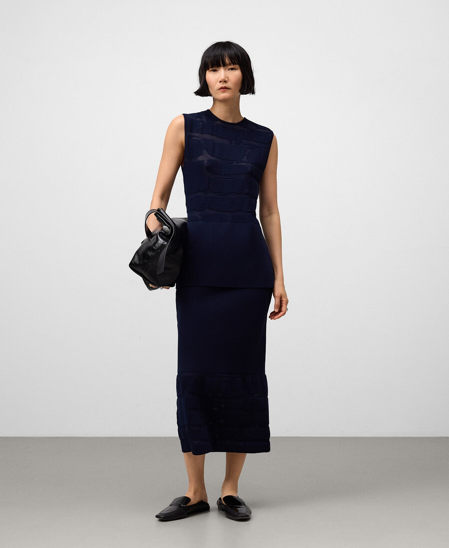 jupe droite en maille jacquard femme