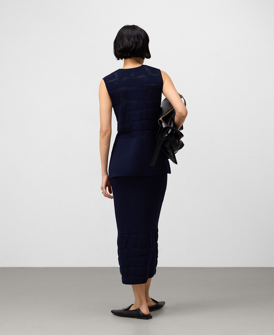 jupe droite en maille jacquard femme