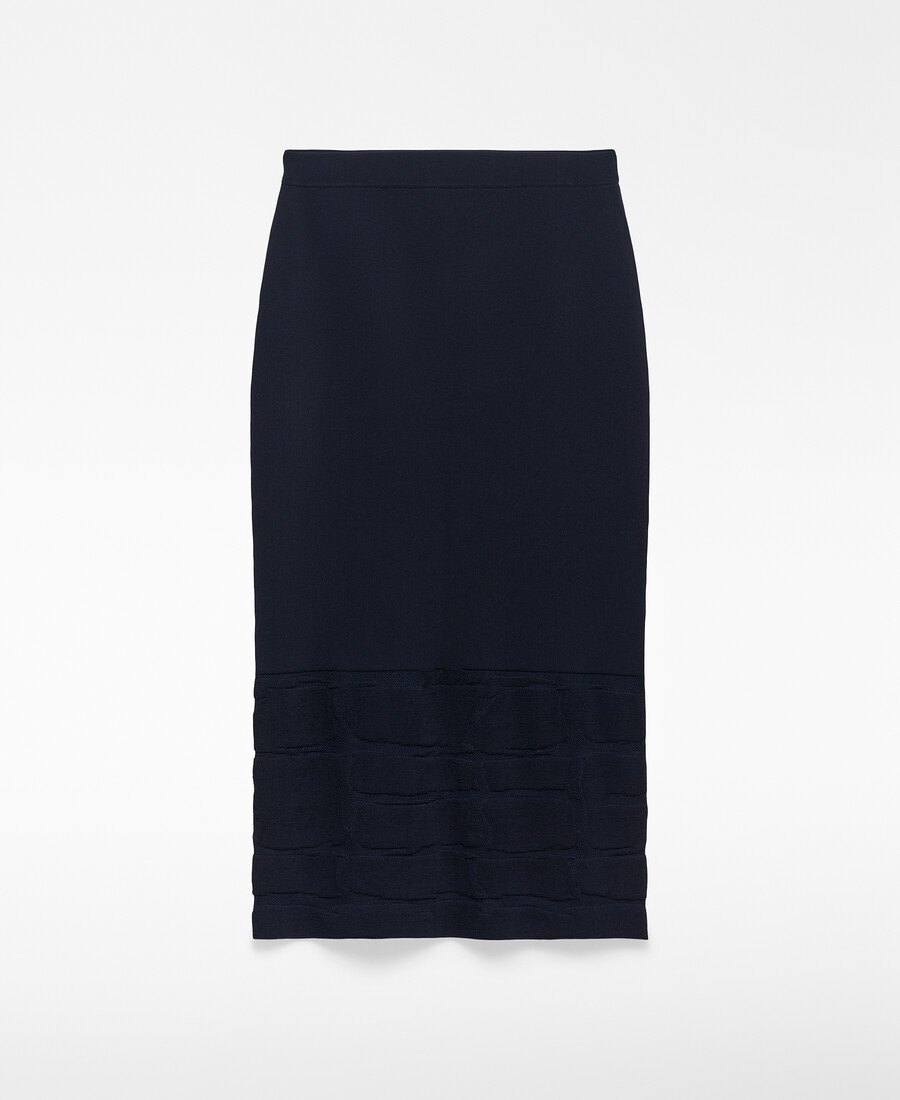 jupe droite en maille jacquard femme
